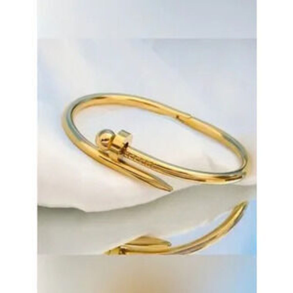 Gold Stainless Steel Nail Bracelet Dainty
